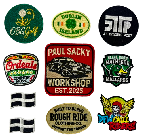 Embroidered vs woven patches comparison showing texture, detail quality and logo reproduction for custom patches