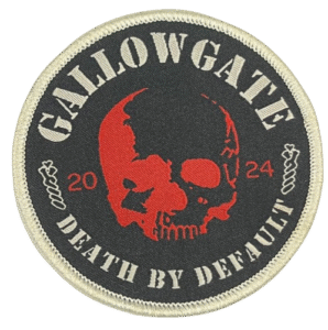 Gallowgate custom embroidered skull patch with merrow border and detailed stitching
