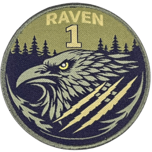 Custom embroidered eagle patch with merrow border and detailed stitching